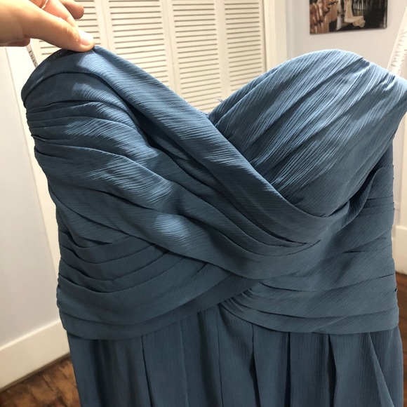 Blue Strapless Bridesmaids Dress - Picture 4 of 7